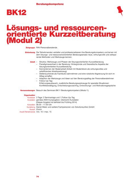 Detailliertes Kursangebot des AWA Zürich (PDF, 4 MB