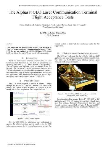 The Alphasat GEO Laser Communication Terminal ... - icsos 2012