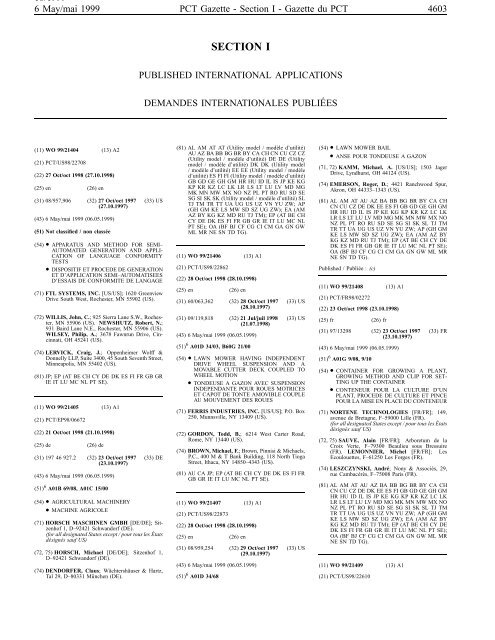 PCT/1999/18 : PCT Gazette, Weekly Issue No. 18, 1999 - WIPO