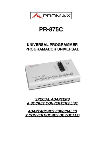 PR-875C - Special adapters & Socket converters list - Promax