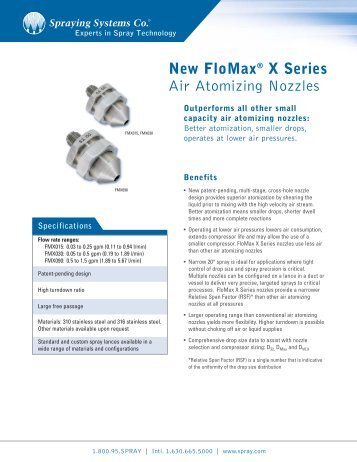 New FloMax® X Series Air Atomizing Nozzles - SGN Tekniikka Oy