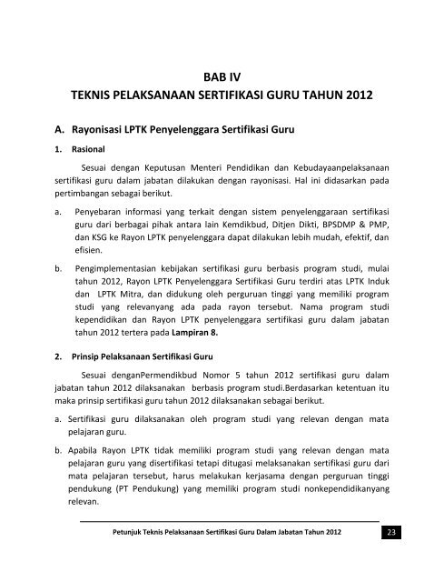 Buku 2 Petunjuk Teknis Pelaksanaan Sertifikasi Guru - Kanwil ...