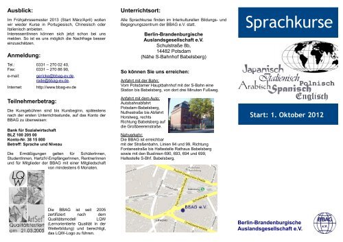 Sprachkurs-Angebot Herbst 2012 - Berlin-Brandenburgischen ...