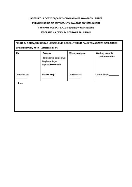 Formularz peÅnomocnictwa (.pdf) - Cyfrowy Polsat