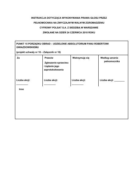 Formularz peÅnomocnictwa (.pdf) - Cyfrowy Polsat