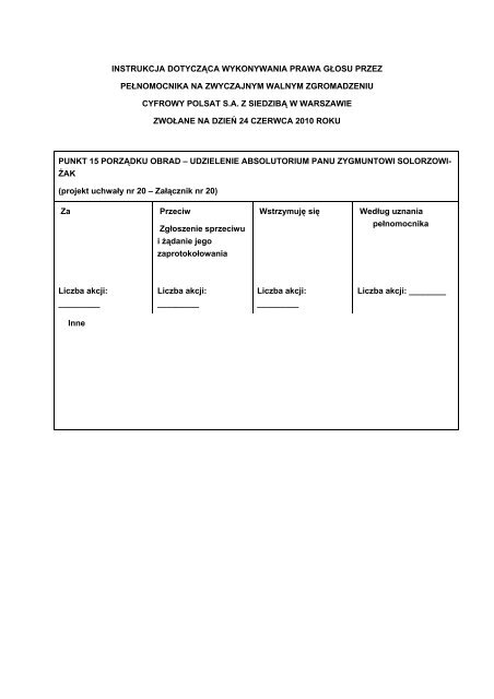 Formularz peÅnomocnictwa (.pdf) - Cyfrowy Polsat