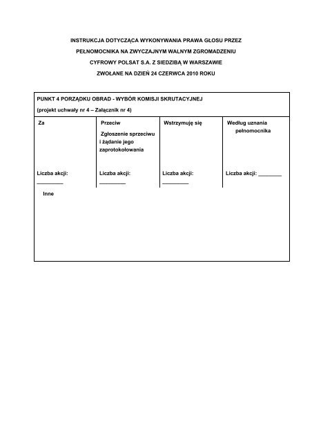 Formularz peÅnomocnictwa (.pdf) - Cyfrowy Polsat