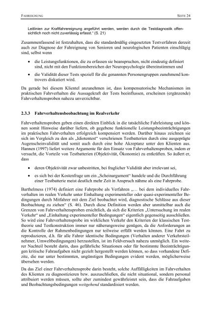 Dissertation: "Fahrtauglichkeit bei Parkinson von Yvonne KauÃner ...