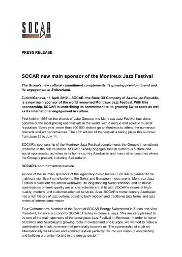 SOCAR new main sponsor of the Montreux Jazz Festival