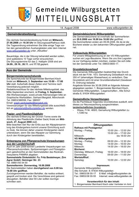 B Ekanntmachung Wilburgstetten