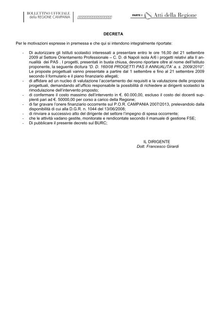 Percorsi Alternativi Sperimentali (PAS) - Presentazione dei progetti ...