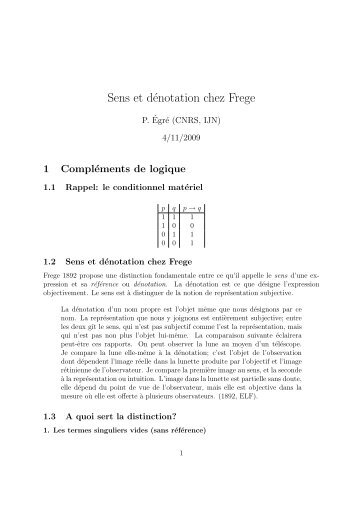 Sens et dÃ©notation chez Frege