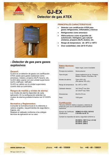GJ-EX Detector de gas ATEX