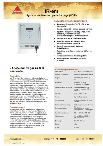 - Analyseur de gaz HFC et ammoniac