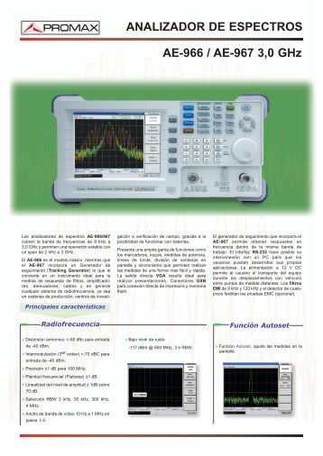 Analizadores de espectros 3 GHz - AE-966 / AE-967 - Promax