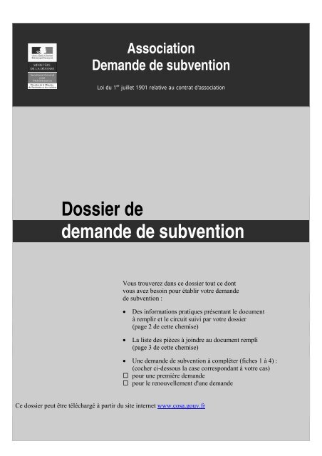 Dossier de demande de subvention - ONAC