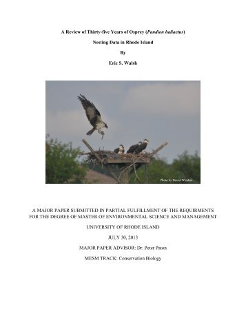 A Review of Thirty-five Years of Osprey (Pandion haliaetus) Nesting ...