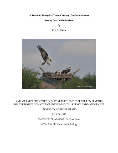 A Review of Thirty-five Years of Osprey (Pandion haliaetus) Nesting ...