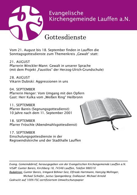 Gemeindebrief - Ev. Kirchengemeinde Lauffen