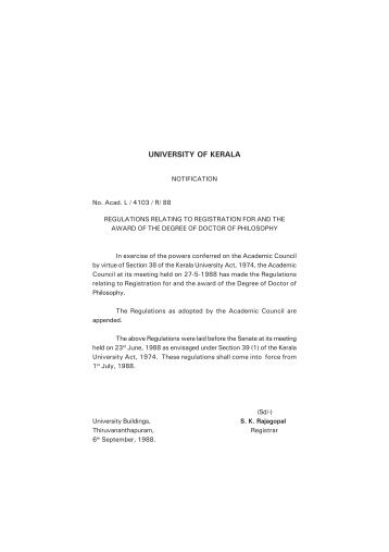Regulations relating to Ph.D Registration - Research Portal- Kerala ...