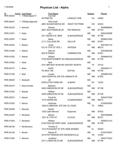 Crystal Reports - Physican-Alpha.rpt