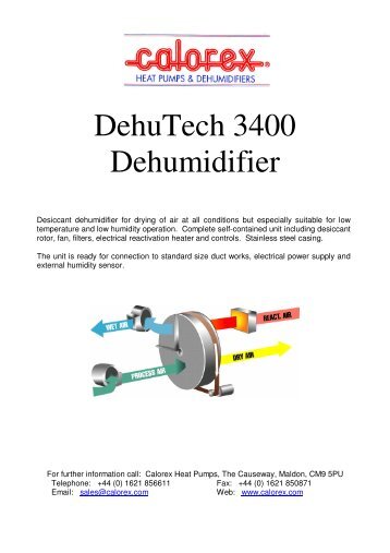 DehuTech 3400 Dehumidifier - Calorex