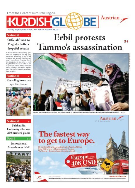 Erbil protests Tammo's assassination - Kurdish Globe