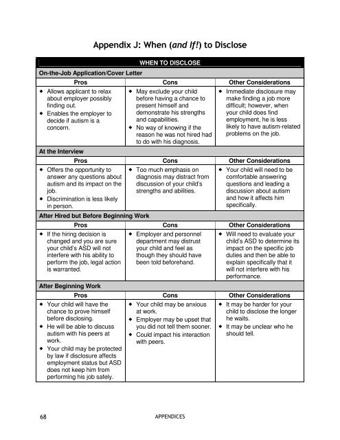 (If) to Disclose.pdf - Autism Transition Handbook