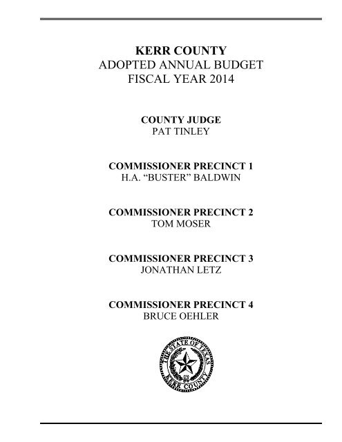 to view the Kerr County Budget