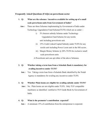 Frequently Asked Questions (FAQs) on powerloom sector