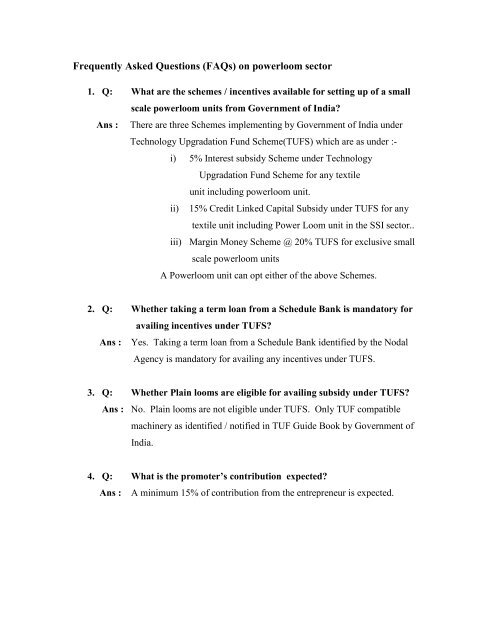 Frequently Asked Questions (FAQs) on powerloom sector