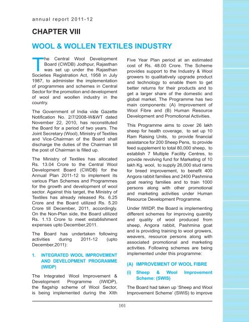 chapter viii wool & wollen textiles industry - Ministry of Textiles