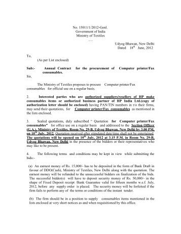 Annual Contract for the procurement of Computer printer/Fax ...