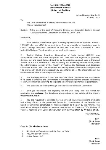 No.15/1/2004-CCIC Government of India Ministry of Textiles ...