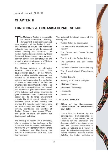 2.Functions and Organisational Set-up - Ministry of Textiles