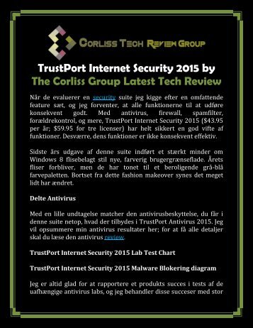 TrustPort Internet Security 2015 by The Corliss Group Latest Tech Review