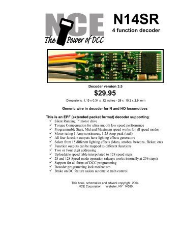 N14SR 4 function decoder - NCE