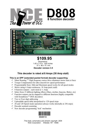 D808 8 function decoder $109.95 - NCE