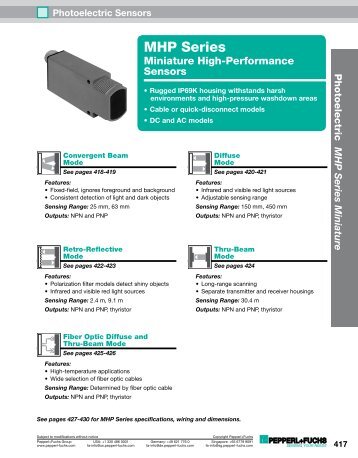 MHP Sensor Series Datasheet - Pepperl+Fuchs