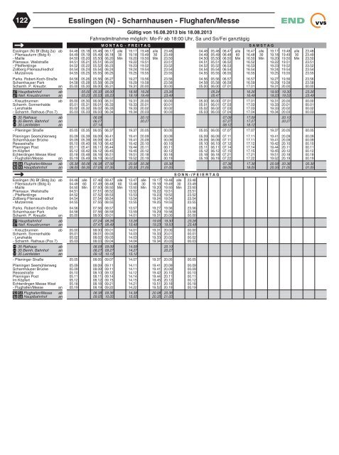 Sonderfahrplan der Buslinie 122 - Flammende Sterne