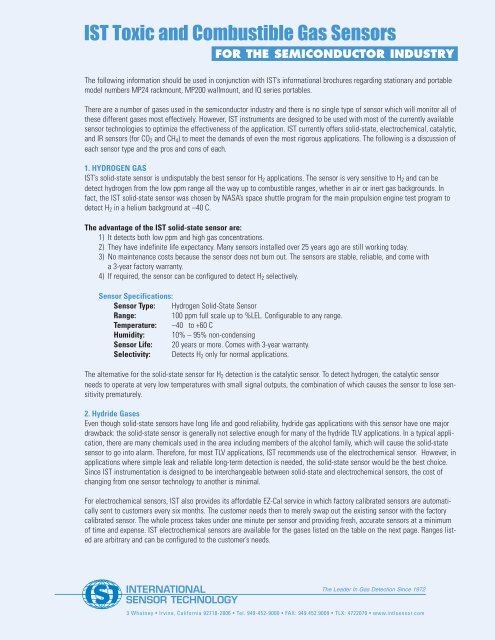 Sensors for Semi-Conductor Industry (PDF) - International Sensor ...