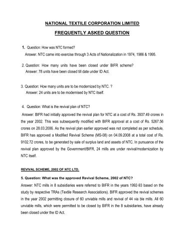 NTC - Ministry of Textiles