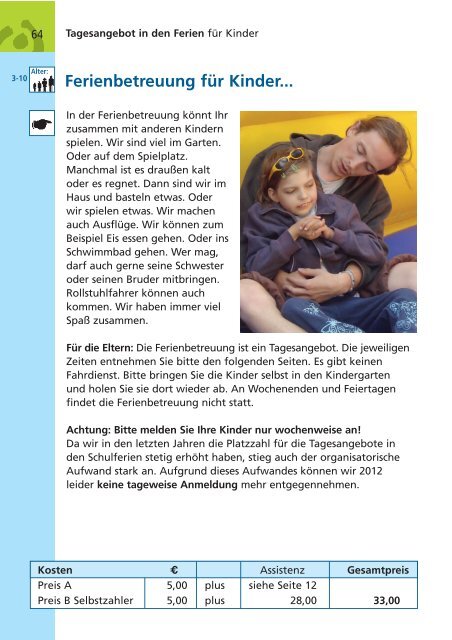Ferienbetreuung im Kindergarten Purzelbaum - Lebenshilfe Breisgau
