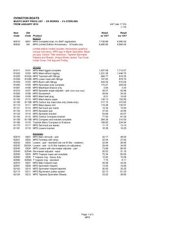 MPS price list 2010 (2) - Musto Performance Skiff