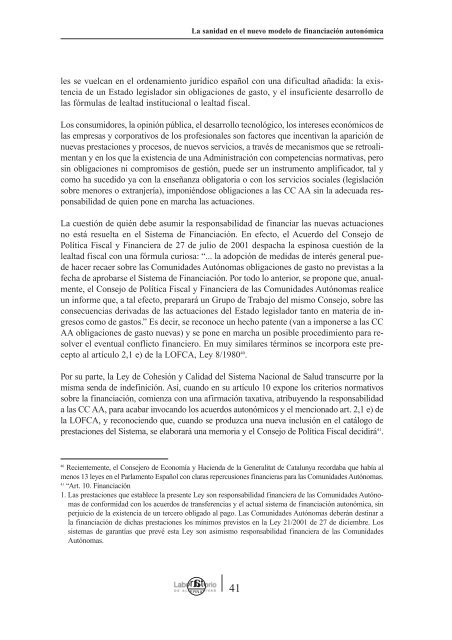 31/2003 La sanidad en el nuevo modelo de financiaciÃ³n autonÃ³mica