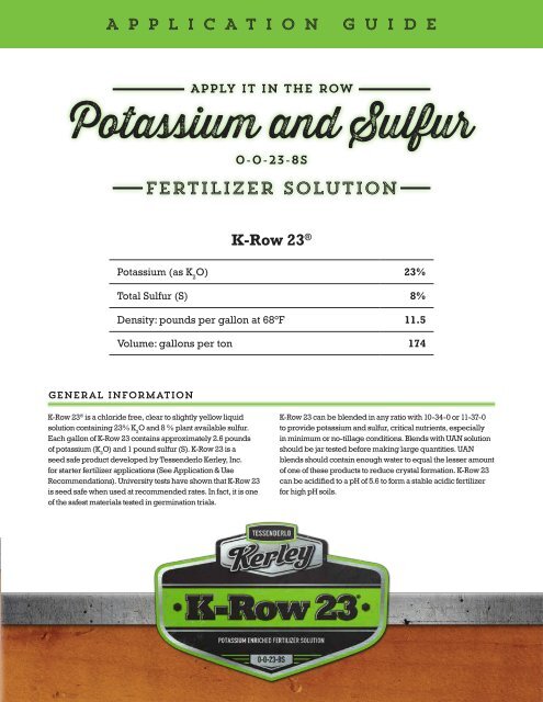 K-ROW 23Â® Application Guide - Tessenderlo Kerley