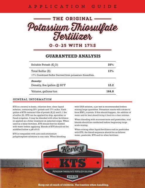 KTSÂ® Application Guide - Tessenderlo Kerley