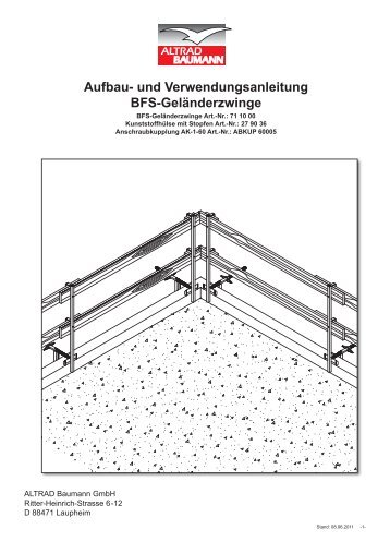 Aufbau- und Verwendungsanleitung BFS-Geländerzwinge