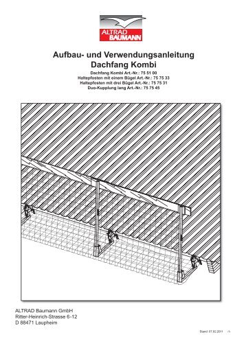 und Verwendungsanleitung Dachfang Kombi