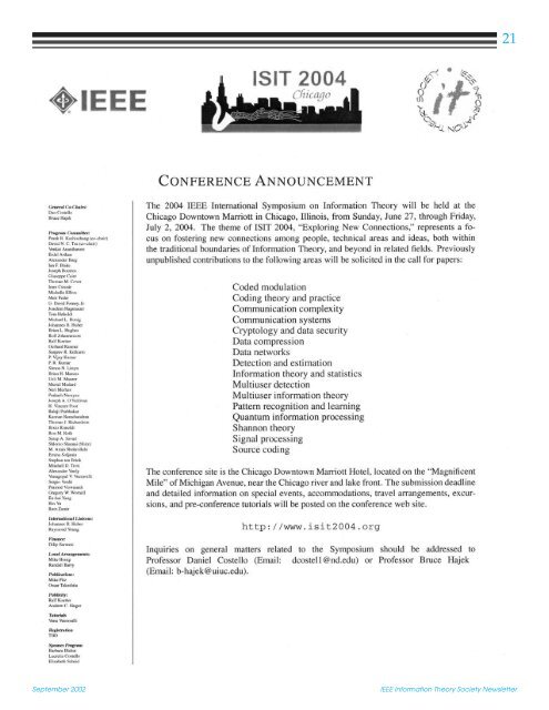 September 2002 - Information Theory Society - the IEEE Information ...